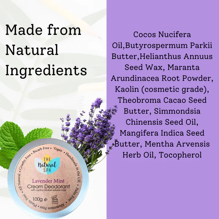 Lavender Mint Cream Deodorant - Bicarb and Aluminium free