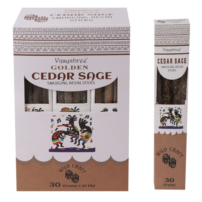 30g Golden Cedar Sage Smudging Resin Sticks