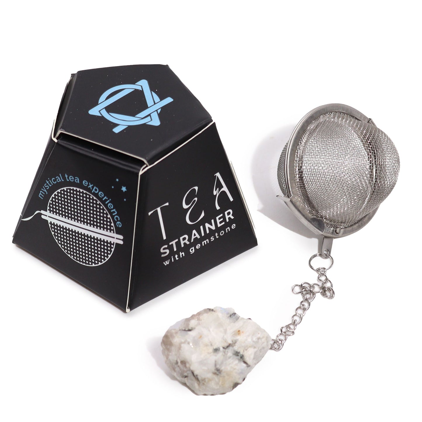 Raw Crystal Gemstone Tea Strainer - Rainbow Moonstone - Empowerment