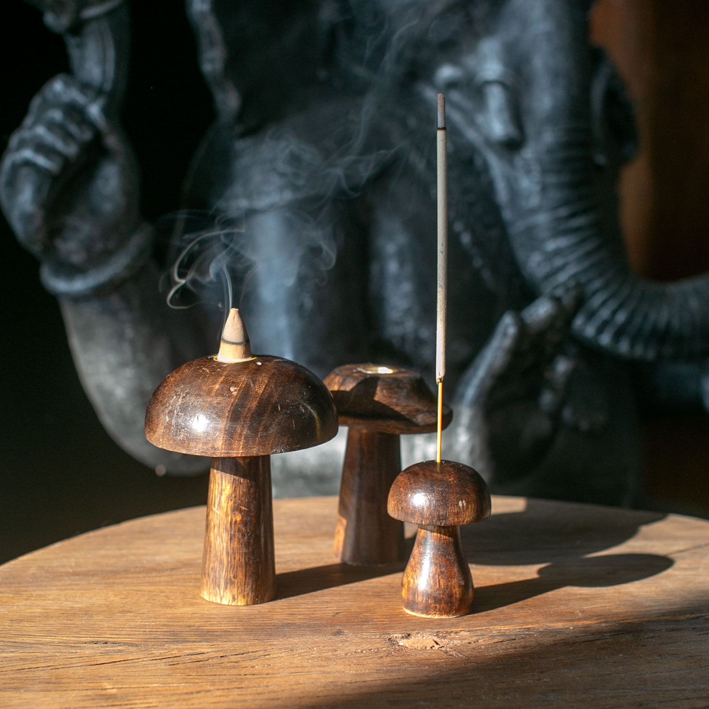 Set of 3 Flat Incense Cone Mushrooms (13cm - 12cm - 11cm)