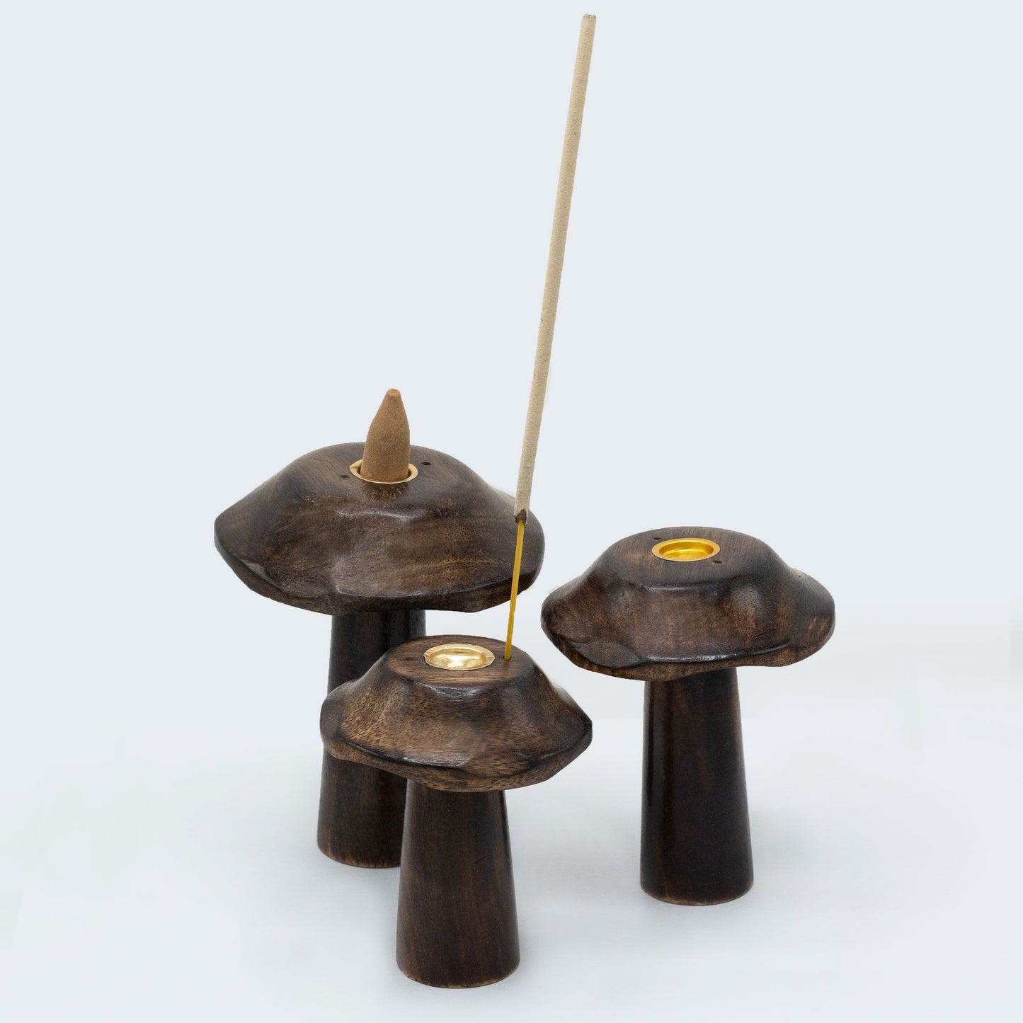 Set of 3 Flat Incense Cone Mushrooms (13cm - 12cm - 11cm)