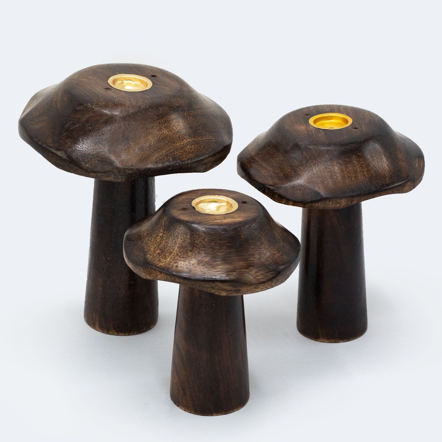 Set of 3 Flat Incense Cone Mushrooms (13cm - 12cm - 11cm)