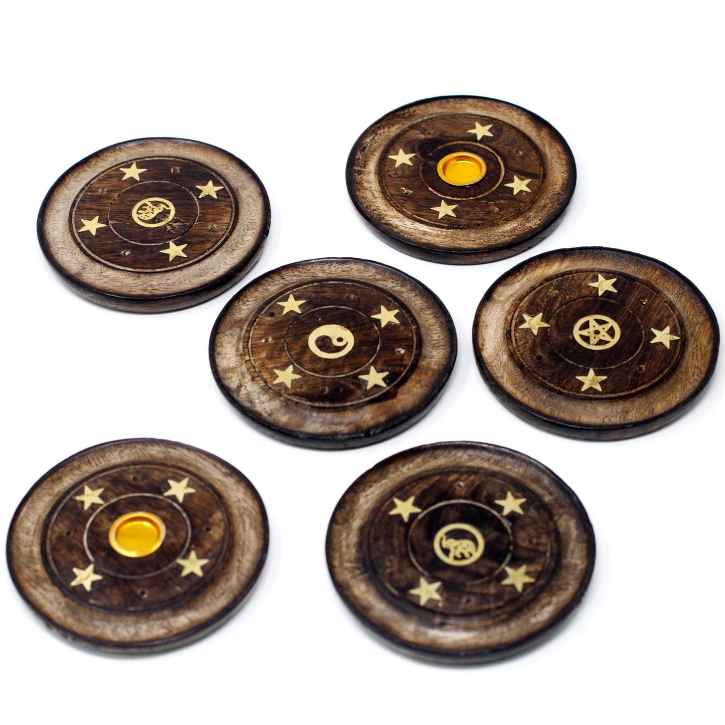 Assorted Mango Wood Incense Disc 10cm