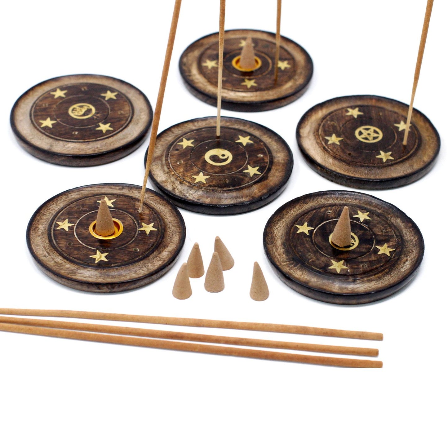 Assorted Mango Wood Incense Disc 10cm