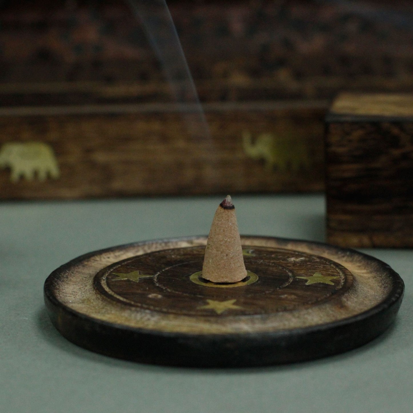 Assorted Mango Wood Incense Disc 10cm