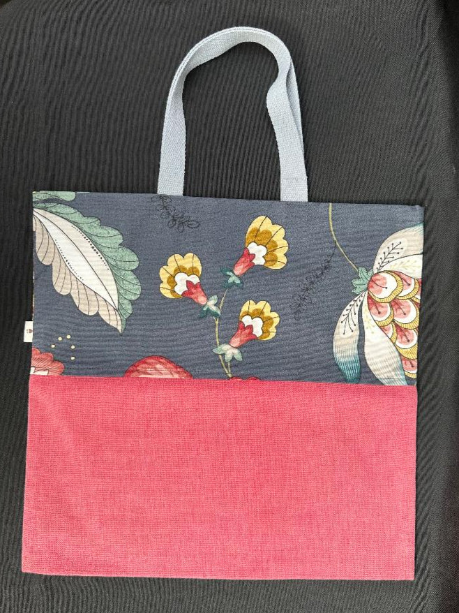 Tote Bag – Flowers Dark Blue / Magenta - Basic & Classic