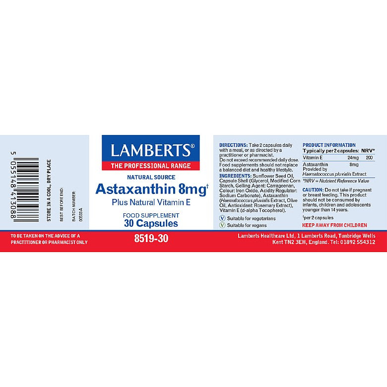 Astaxanthin Capsules 8mg - 30 Capsules