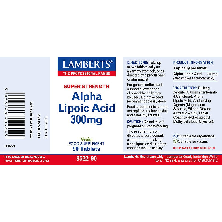 Alpha Lipoic Acid 300mg - 90 Tablets