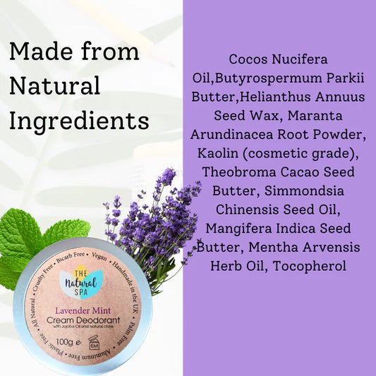 Lavender Mint Cream Deodorant - Bicarb and Aluminium free