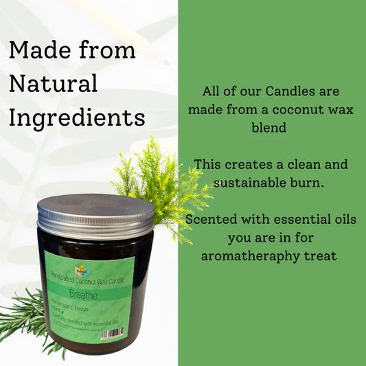 Handcrafted Coconut Wax Candle - Breathe