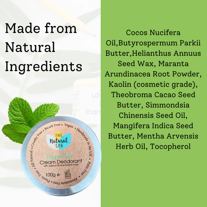 Peppermint Cream Deodorant - Bicarb and Aluminium free