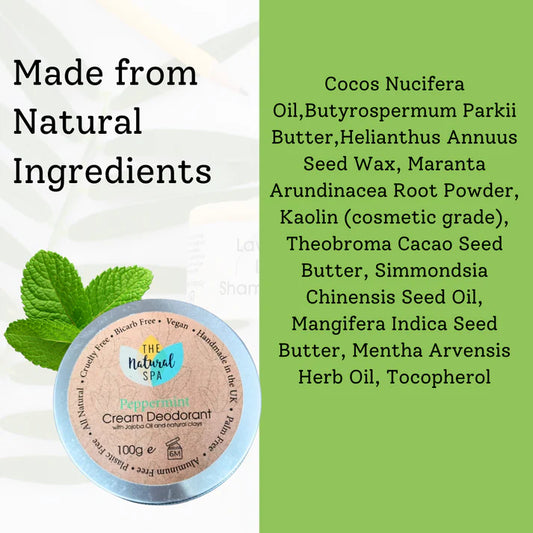 Peppermint Cream Deodorant - Bicarb and Aluminium free