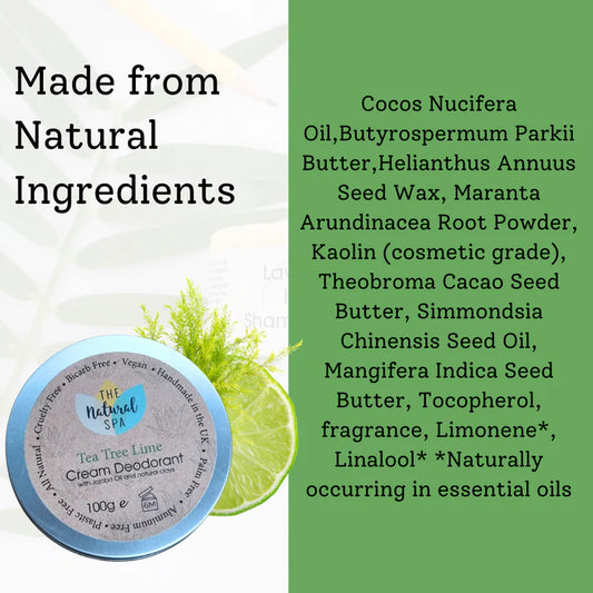 Tea Tree Lime Cream Deodorant - Bicarb and Aluminium free