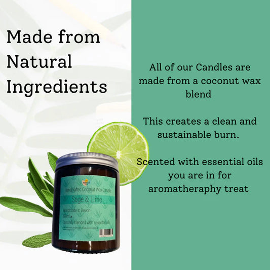 Handcrafted Coconut Wax Candle - Sage & Lime