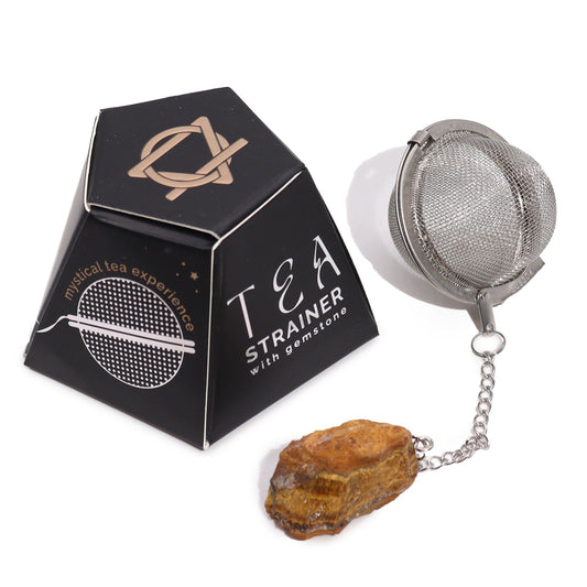 Raw Crystal Gemstone Tea Strainer - Gold Tigers Eye - Energy
