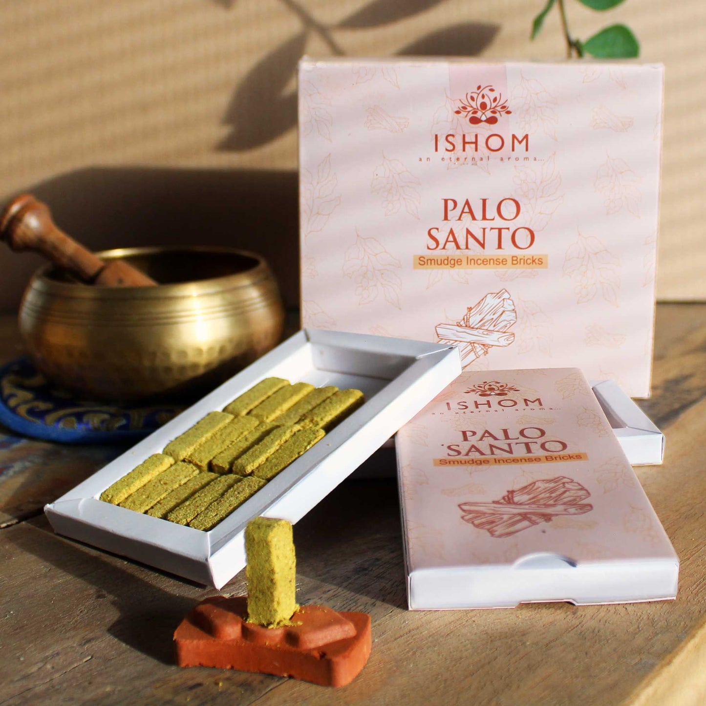 Natural Incense Smudge Bricks and Burner - Palo Santo - Pack of 15