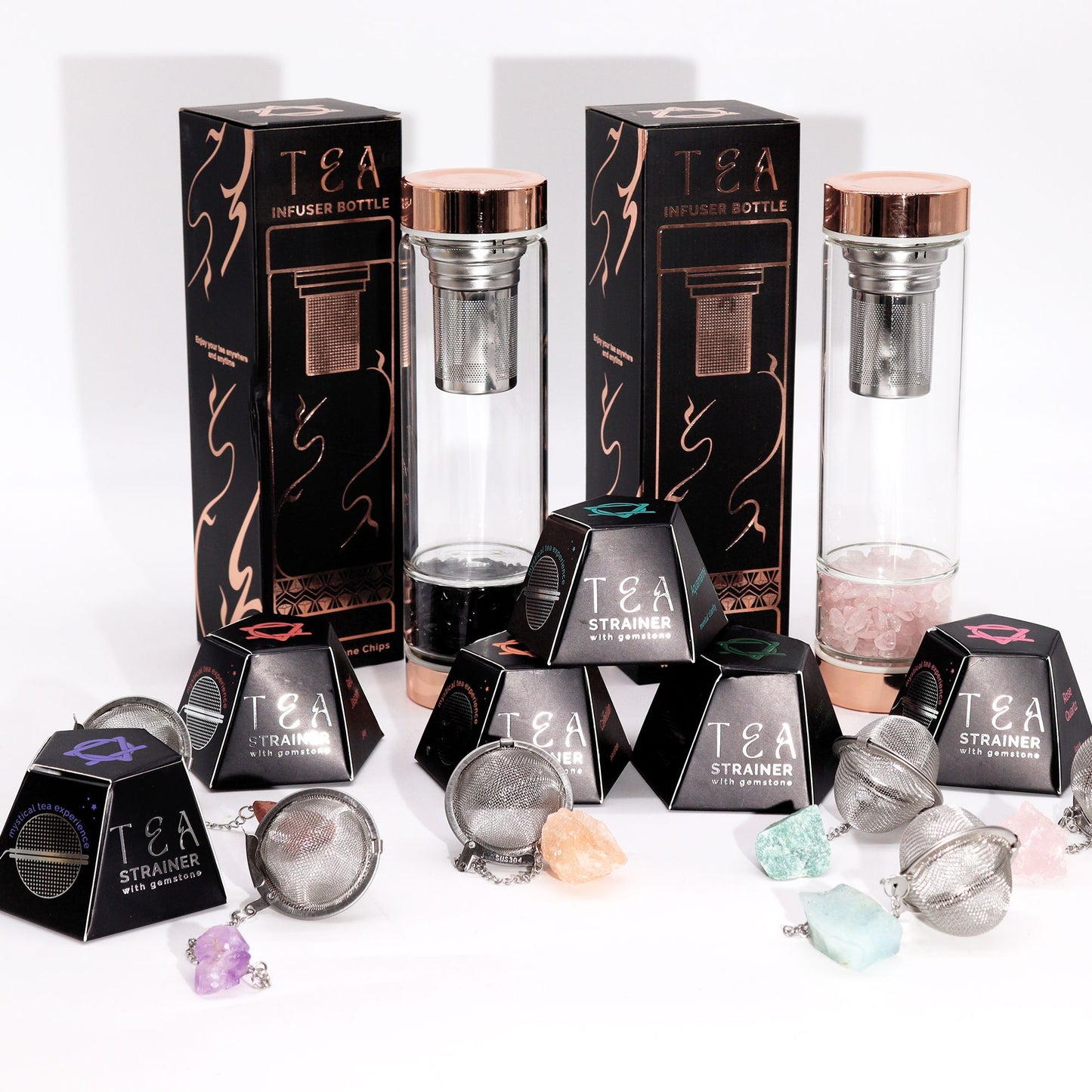Raw Crystal Gemstone Tea Strainer - Rose Quartz - Love