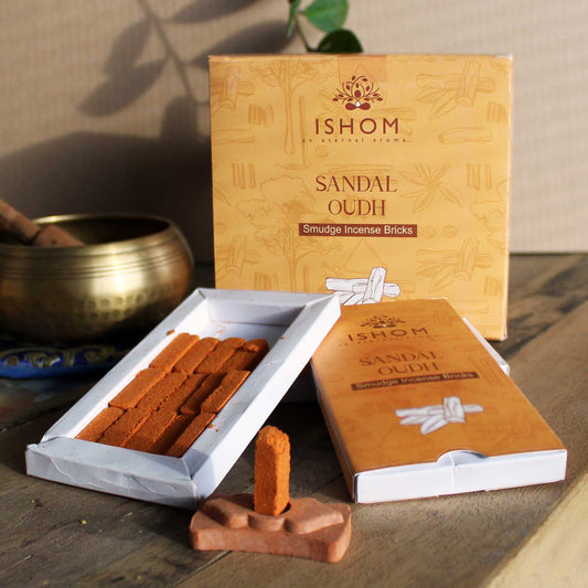 Natural Incense Smudge Bricks and Burner - Sandal Wood - Pack of 15