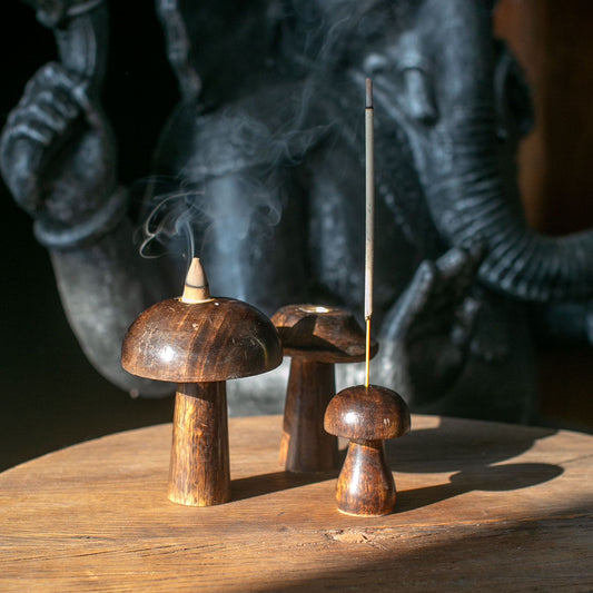 Set of 3 Flat Incense Cone Mushrooms (13cm - 12cm - 11cm)