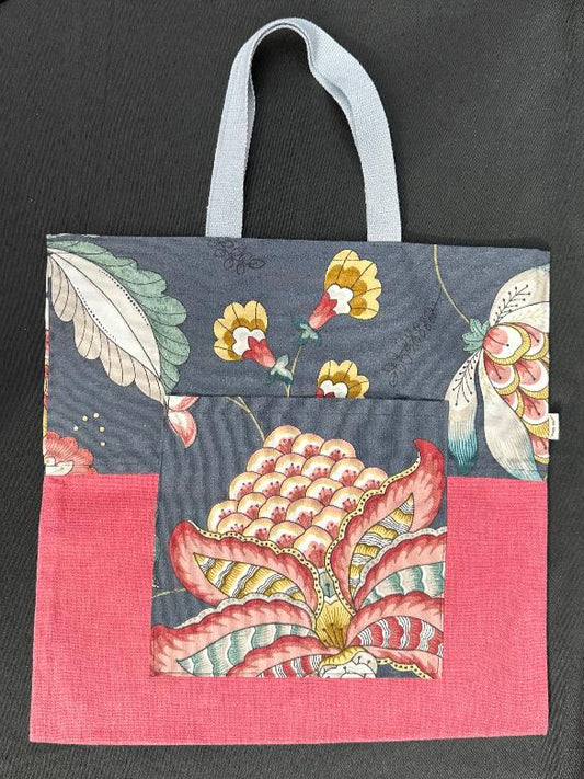 Tote Bag – Flowers Dark Blue / Magenta - Basic & Classic